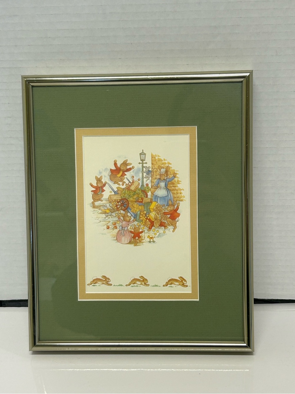 Vintage Beatrix Potter Framed Rabbit Art Print Silver Metal Frame